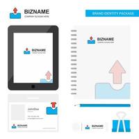 Uploading Business Logo Tab App Diary PVC Employee Card and USB Brand Stationary Package Design Vector Template