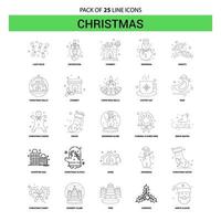 Christmas Line Icon Set 25 Dashed Outline Style vector