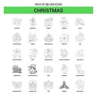 Christmas Line Icon Set 25 Dashed Outline Style vector