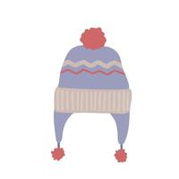 Hand drawn vector illustration winter clothing hat and scarf. Suitable for website, stickers, postcards.