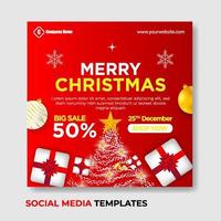 merry christmas sale social media post vector