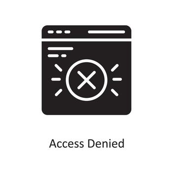 Access Denied Vector Solid Icon Design illustration. Cloud Computing Symbol on White background EPS 10 File