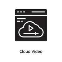 Cloud Video Vector Solid Icon Design illustration. Cloud Computing Symbol on White background EPS 10 File