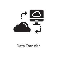 ilustración de diseño de icono sólido de vector de transferencia de datos. símbolo de computación en la nube en el archivo eps 10 de fondo blanco