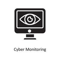 Cyber Monitoring Vector Solid Icon Design illustration. Cloud Computing Symbol on White background EPS 10 File