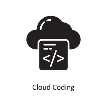 Cloud Coding Vector Solid Icon Design illustration. Cloud Computing Symbol on White background EPS 10 File