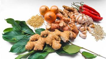 Collection of different vegetables isolated on white background. Various ingredients. photo