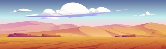 Desert landscape with golden sand dunes and stones vector