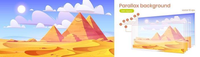 Egypt pyramids parallax background 2d landscape vector