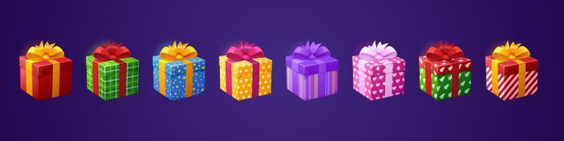 Gift boxes 3d birthday presents in paper and bows