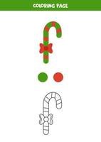 Color cartoon Christmas candy cane. Worksheet for kids. vector