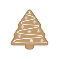 Ilustración de vector de lindo árbol de Navidad de pan de jengibre aislado sobre fondo blanco.