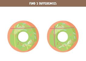 Find 3 differences between two cute donuts. vector