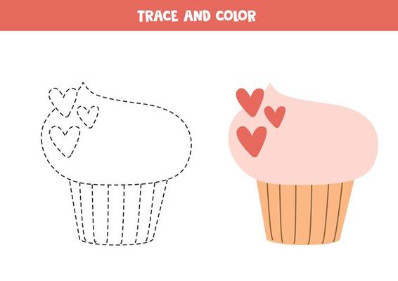 cupcake de dibujos animados de rastreo y color. hoja de trabajo para niños. 14306545 Vector en Vecteezy cupcake de dibujos animados de rastreo y color. hoja de trabajo para niños. 14306545 Vector en Vecteezy