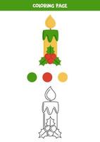 Color cartoon Christmas candle. Worksheet for kids. vector
