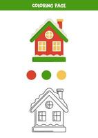Color cartoon winter house. Worksheet for kids. vector