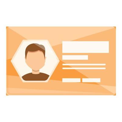 Id card information icon, cartoon style