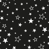 Stars black and white seamless vector pattern