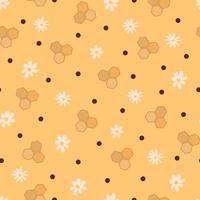 Pattern with honeycombs, daisies and dots vector