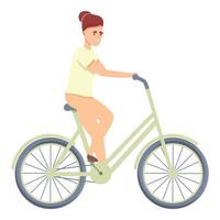 mujer en vector de dibujos animados de icono de bicicleta. bicicleta femenina