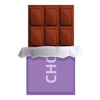 Swiss chocolate bar icon, cartoon style vector