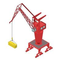 Port container crane icon, isometric style vector