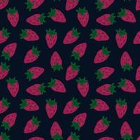 Freehand strawberries seamless pattern . Doodle strawberry endless wallpaper. vector