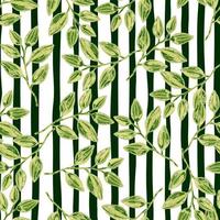 Freehand branches with leaves seamless pattern. Hand drawn organic background. Decorative forest leaf endless wallpaper. vector