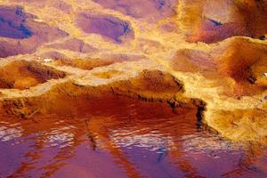 View of Mining activity in Minas de Riotinto in Spain. Polluted river and  water. Apocalypse scenery. Abstract. Earth and destruction of nature. Extracting natural resources from the Earth. photo