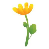 Celandine flower icon, cartoon style vector