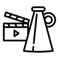 icono de producción de películas de video, estilo de esquema vector