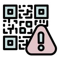 Attention qr code icon outline vector. Barcode payment vector