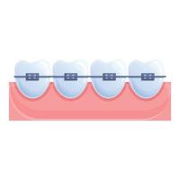 Tooth braces dental icon, cartoon style vector