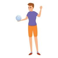 icono de jugador de voleibol activo, estilo de dibujos animados vector