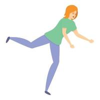 Careless walk woman icon, cartoon style vector