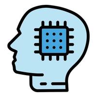 Artificial brain icon outline vector. Ai head vector