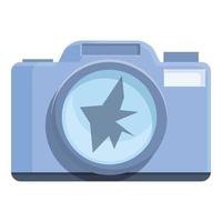 Broken camera icon, cartoon style vector