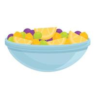 Fresh fruit salad icon, cartoon style vector