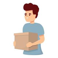 Colleague with box icon, cartoon style vector