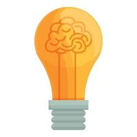 Smart lightbulb brainstorming icon, cartoon style vector