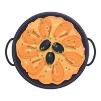Paella plate icon cartoon vector. Spanish cuisine vector