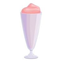 Milkshake with ice cream icon, cartoon style vector