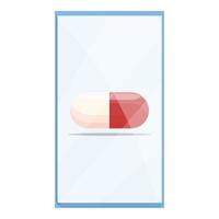 Telemedicine capsule pill icon, cartoon style vector