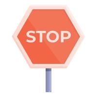 Stop road sign icon, cartoon style vector