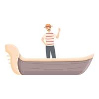 People gondolier icon cartoon vector. Venice gondola vector