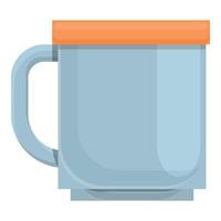 Camping mug icon, cartoon style vector