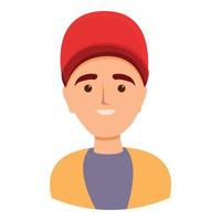 Boy in cap icon, cartoon style vector