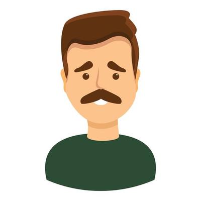 Sad man icon, cartoon style