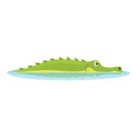 Calm crocodile icon, cartoon style vector