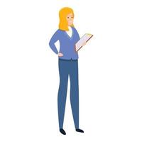 icono de agente de mujer de oficina, estilo de dibujos animados vector